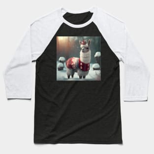 Cute Christmas Llama Baseball T-Shirt